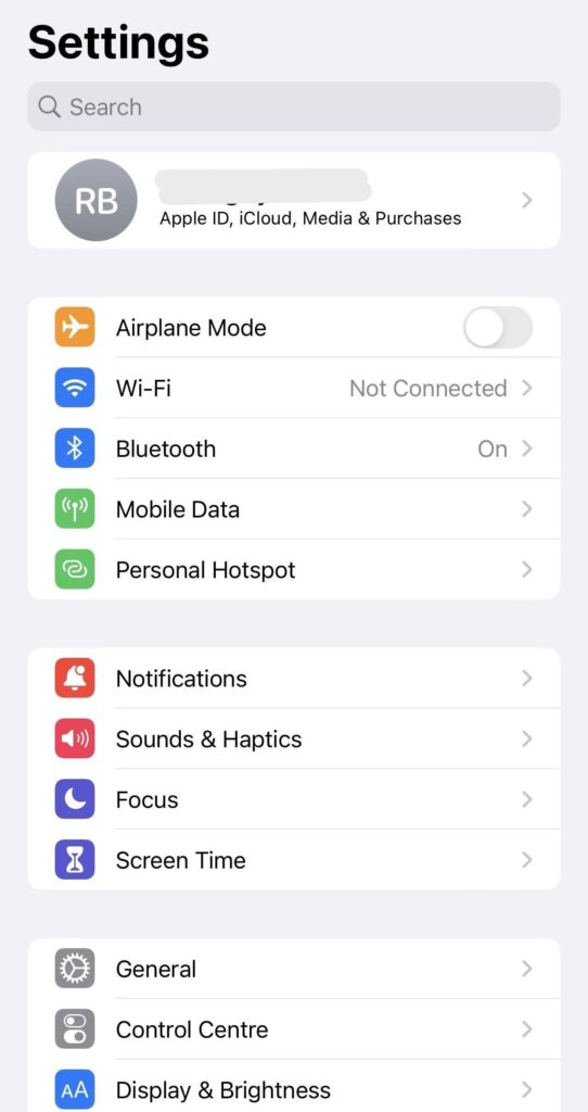 Open General tab in iPhone settings
