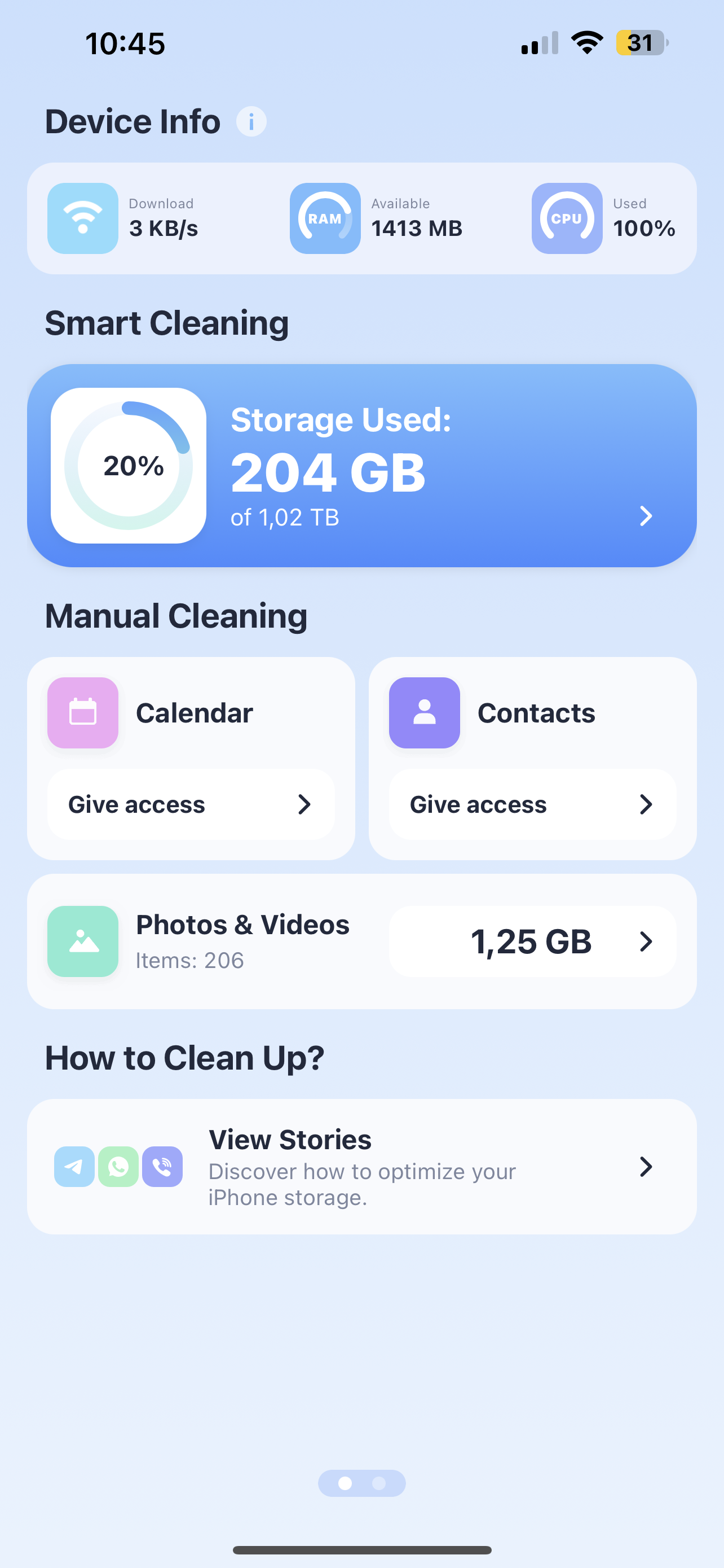 smart cleaner app iPhone