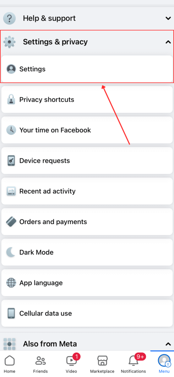 Privacy Settings in Facebook App