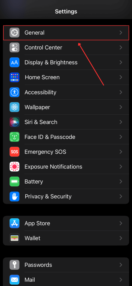 General in Settings App