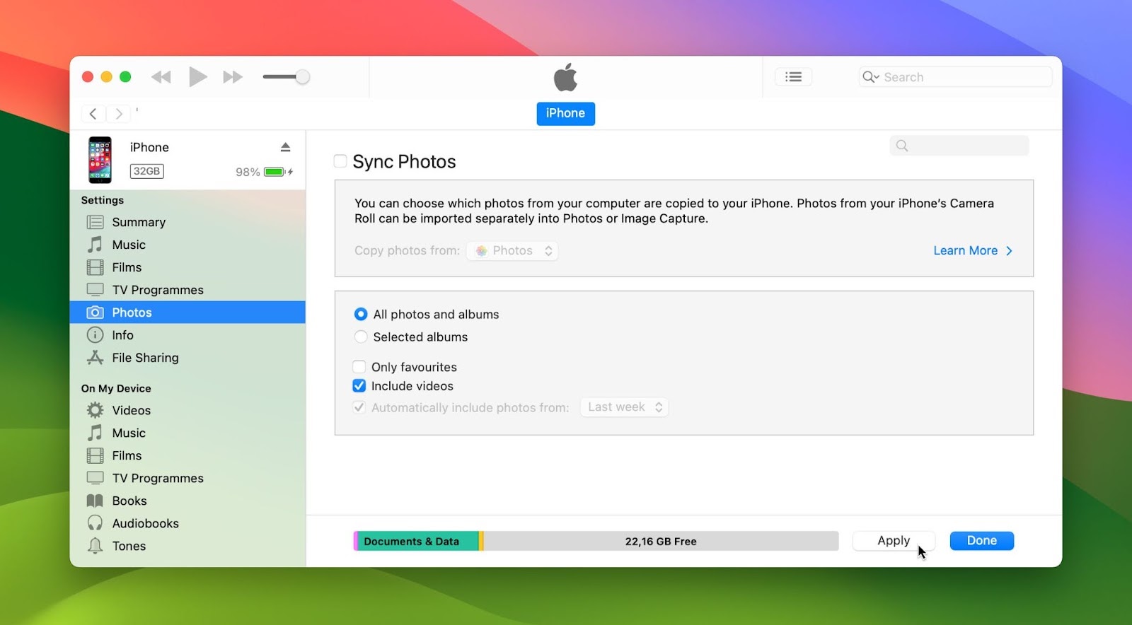 how to delete synced content from iphone storage