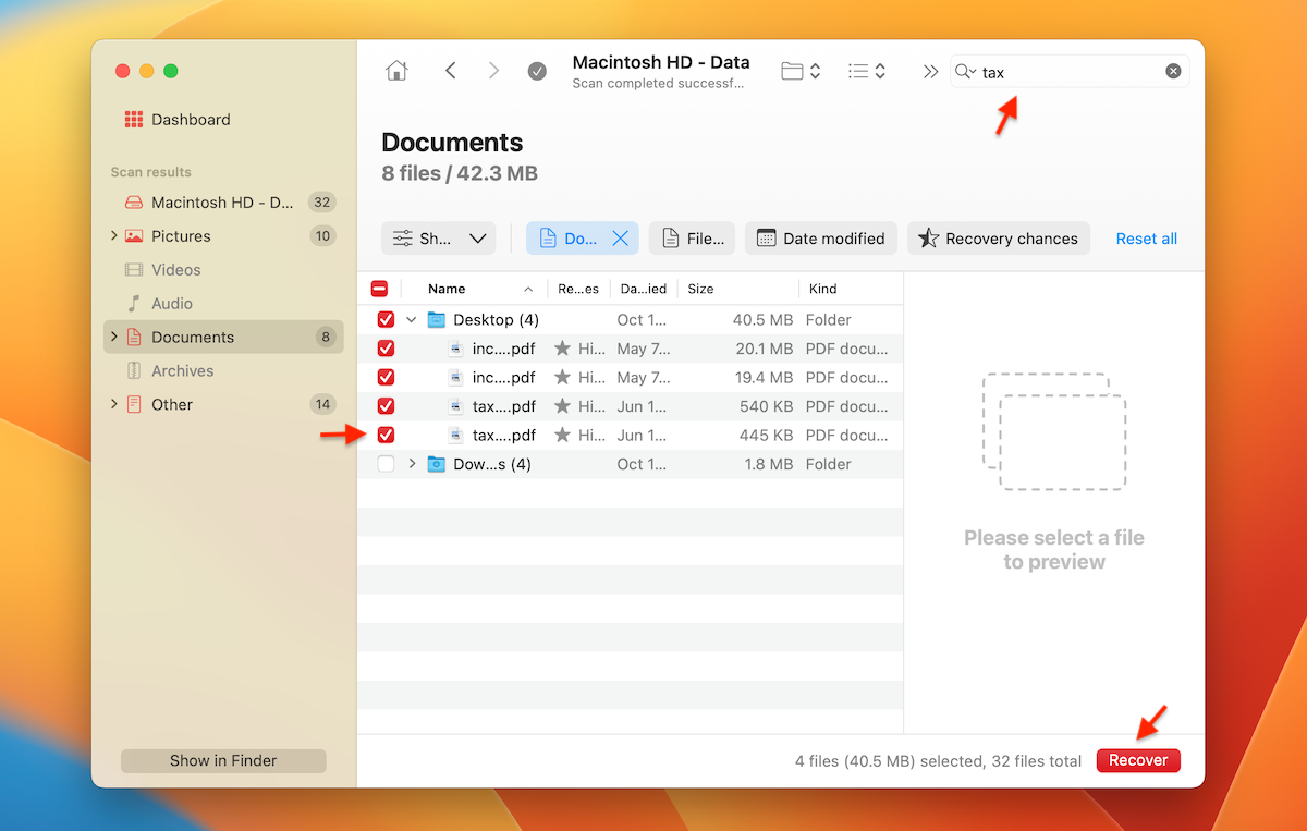 choose files disk drill Mac
