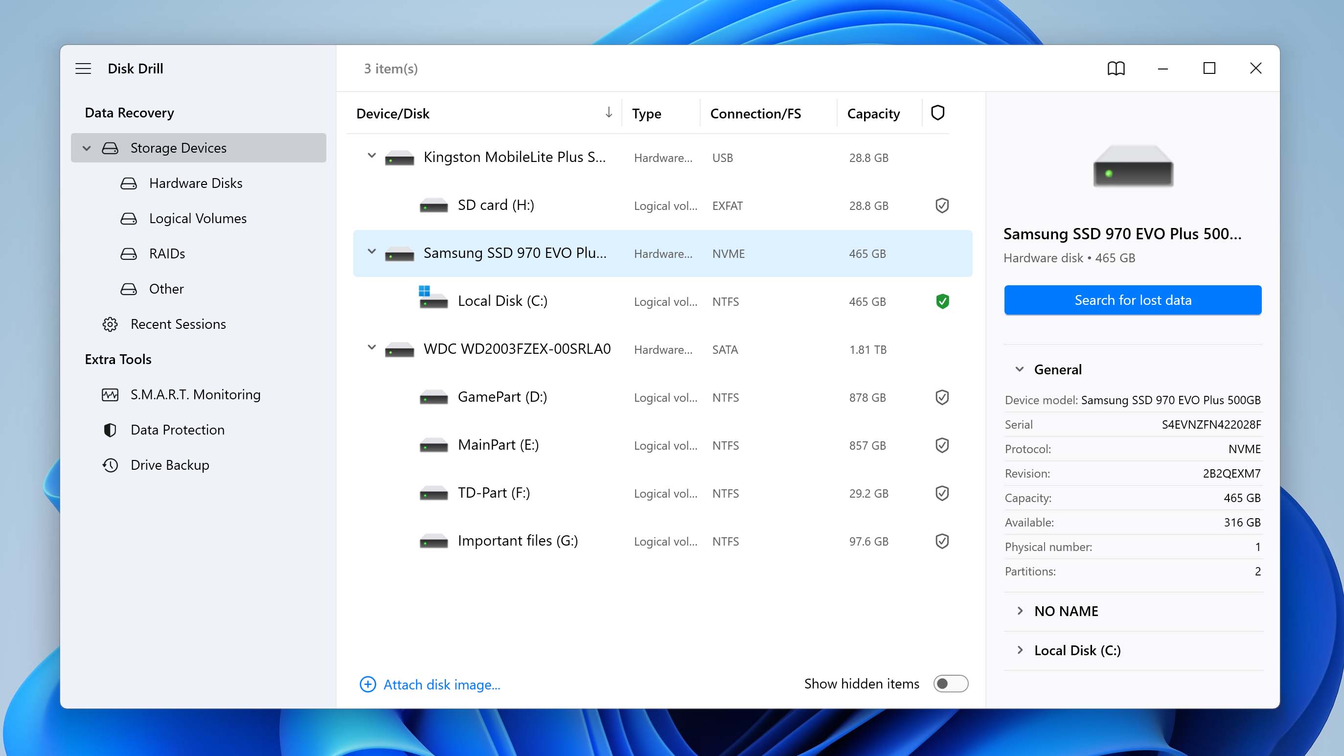 Launch Disk Drill and Scan Your SSD