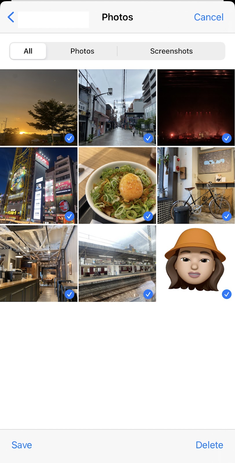 selecting photos to delete 