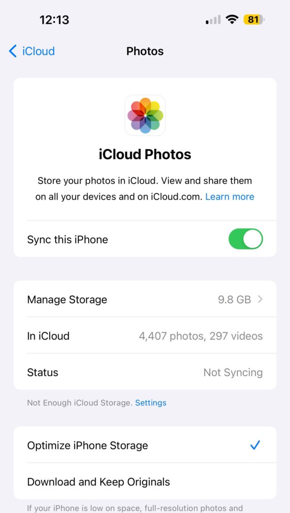 turn off iCloud sync