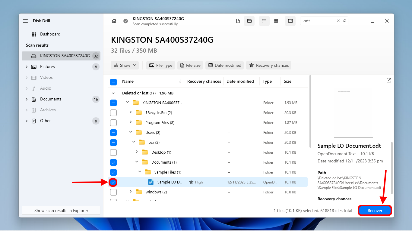 Disk Drill file selection for recovery