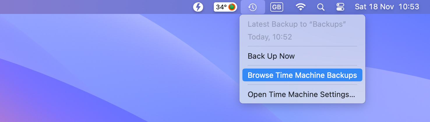 Browse Time Macjine Backups