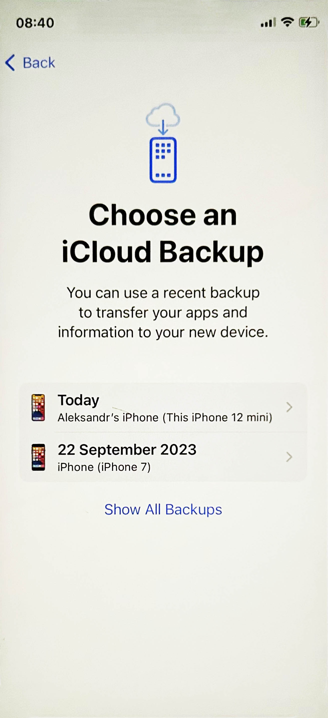 choose backup and restore your iphone
