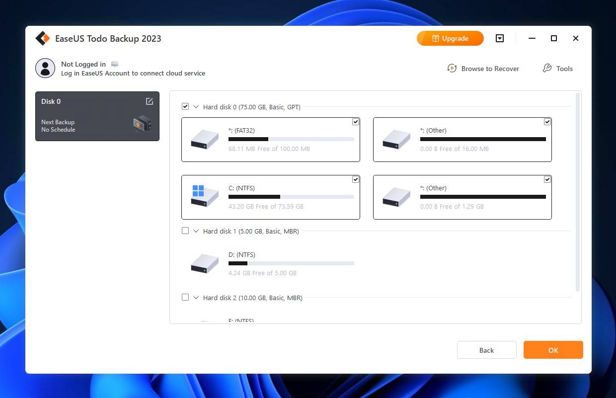 EaseUS Todo Backup interface