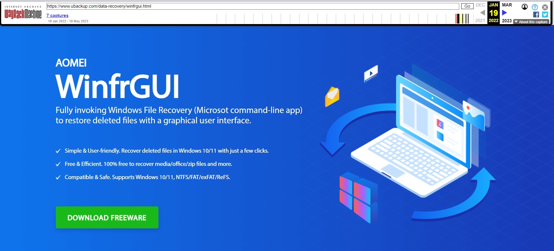 wayback machine capture of WinFRGUI