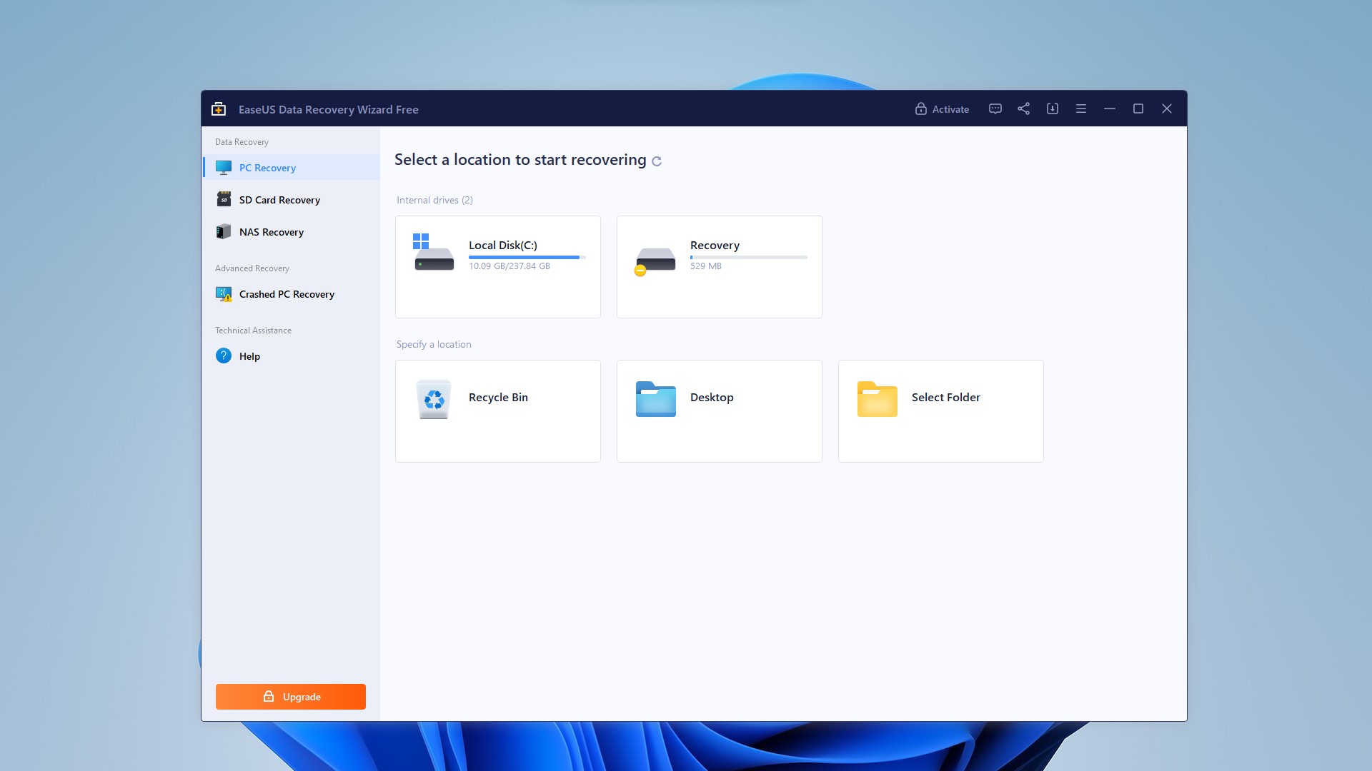 EaseUS interface