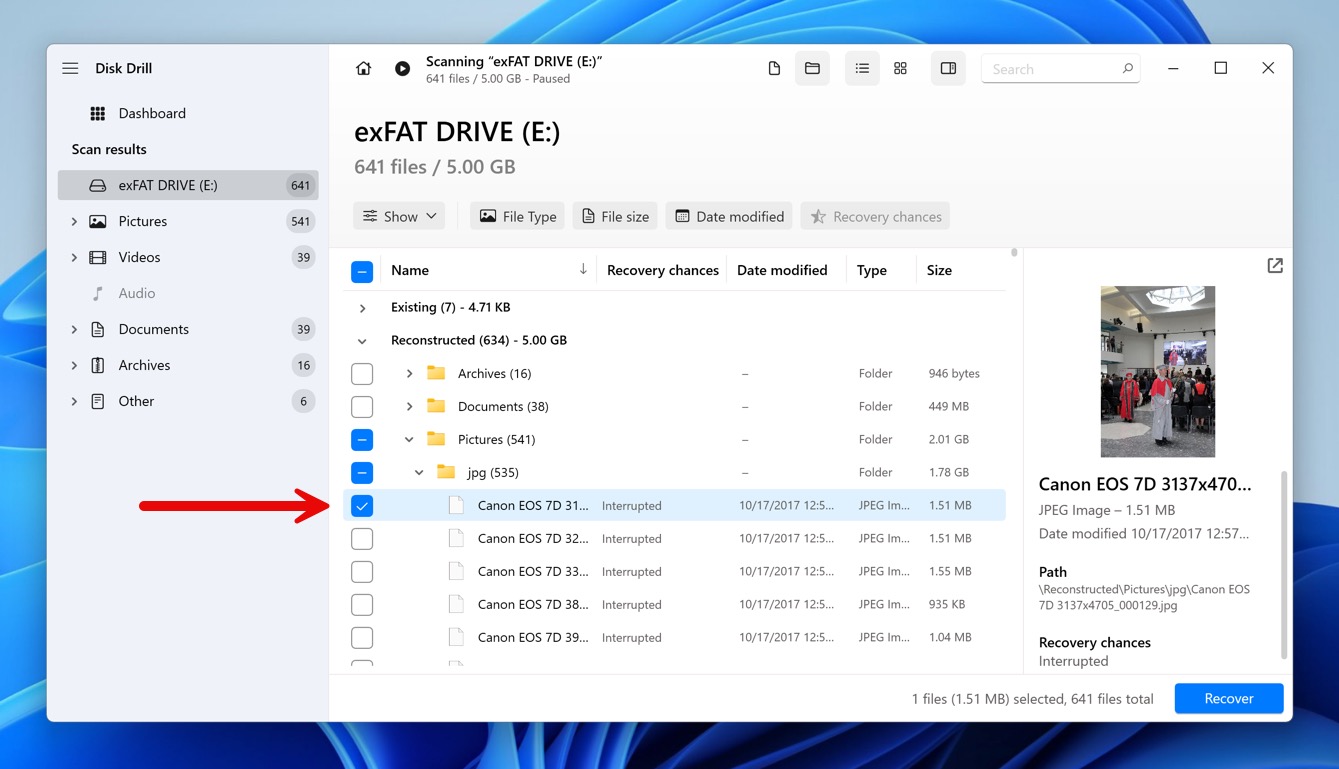 disk drill select exfat files for recovery