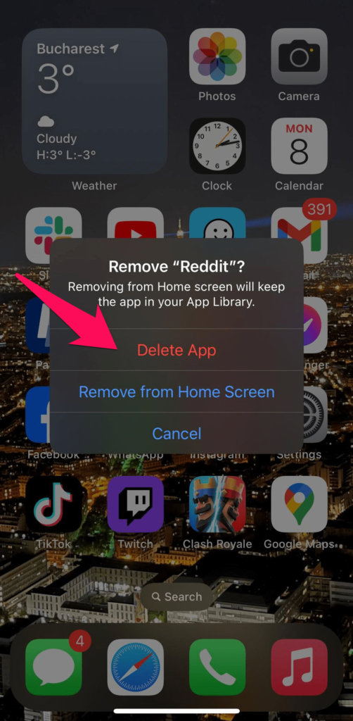 delete app on iphone
