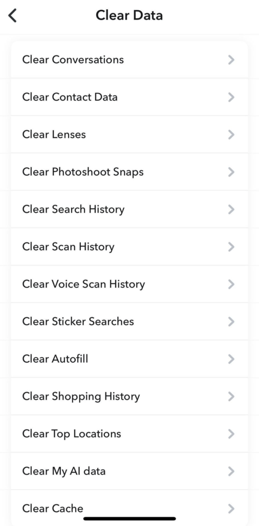 clear snapchat data