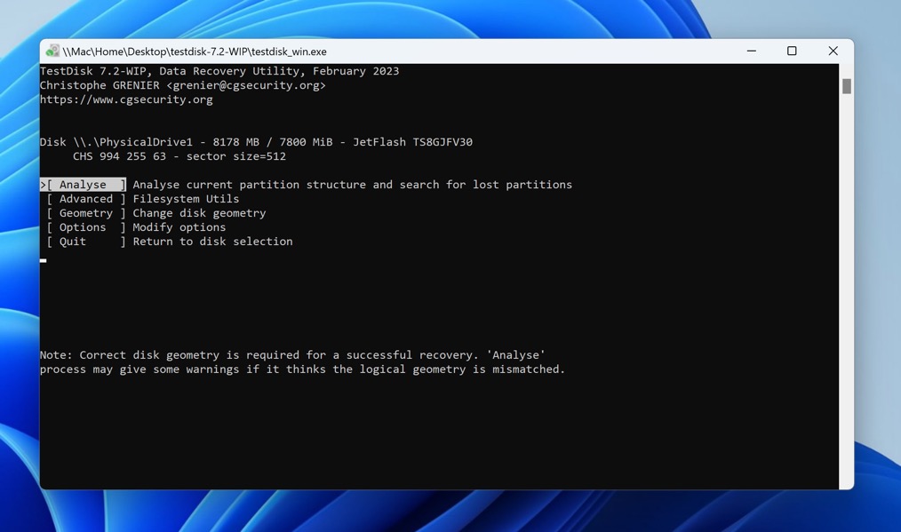 testdisk analyze exfat drive