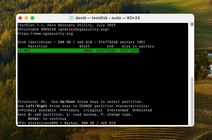 testdisk recover lost partition macos
