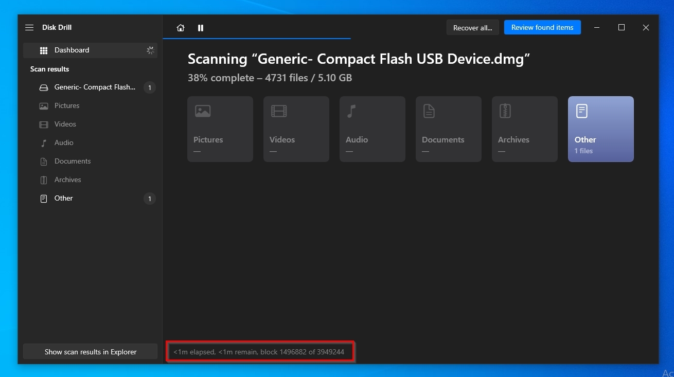 Disk Drill Scanning SD Card