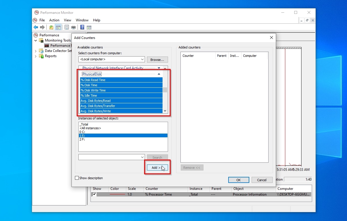 SD card's PhysicalDisk Counters