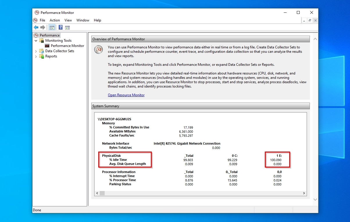 SD card visible in Performance Monitor