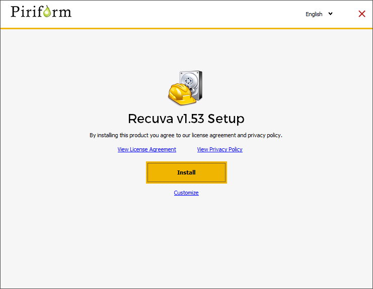 Recuva installation wizard