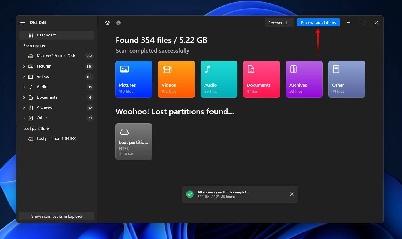 Reviewing what data Disk Drill found.