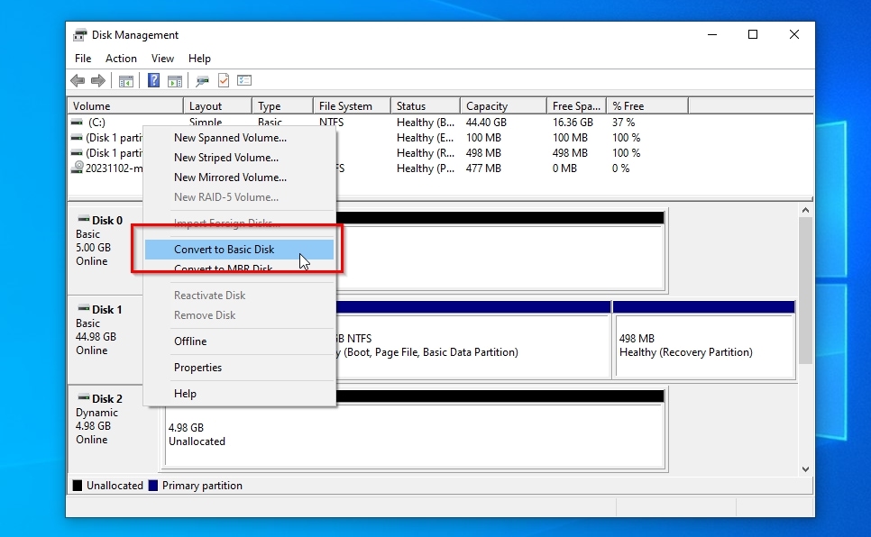 Disk Manager Convert To Basic Disk