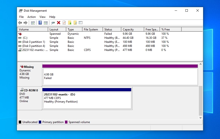 Disk Manager Failed Dynamic Disk