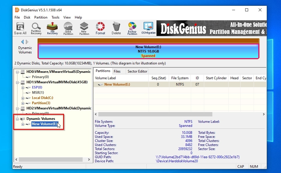 DiskGenius Dynamic Volumes