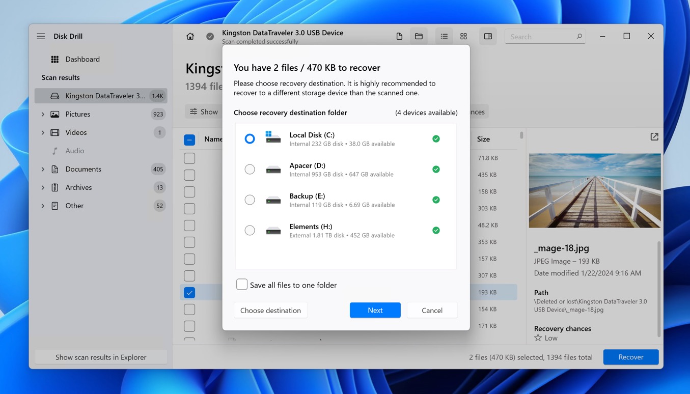 disk drill usb drive recovery location