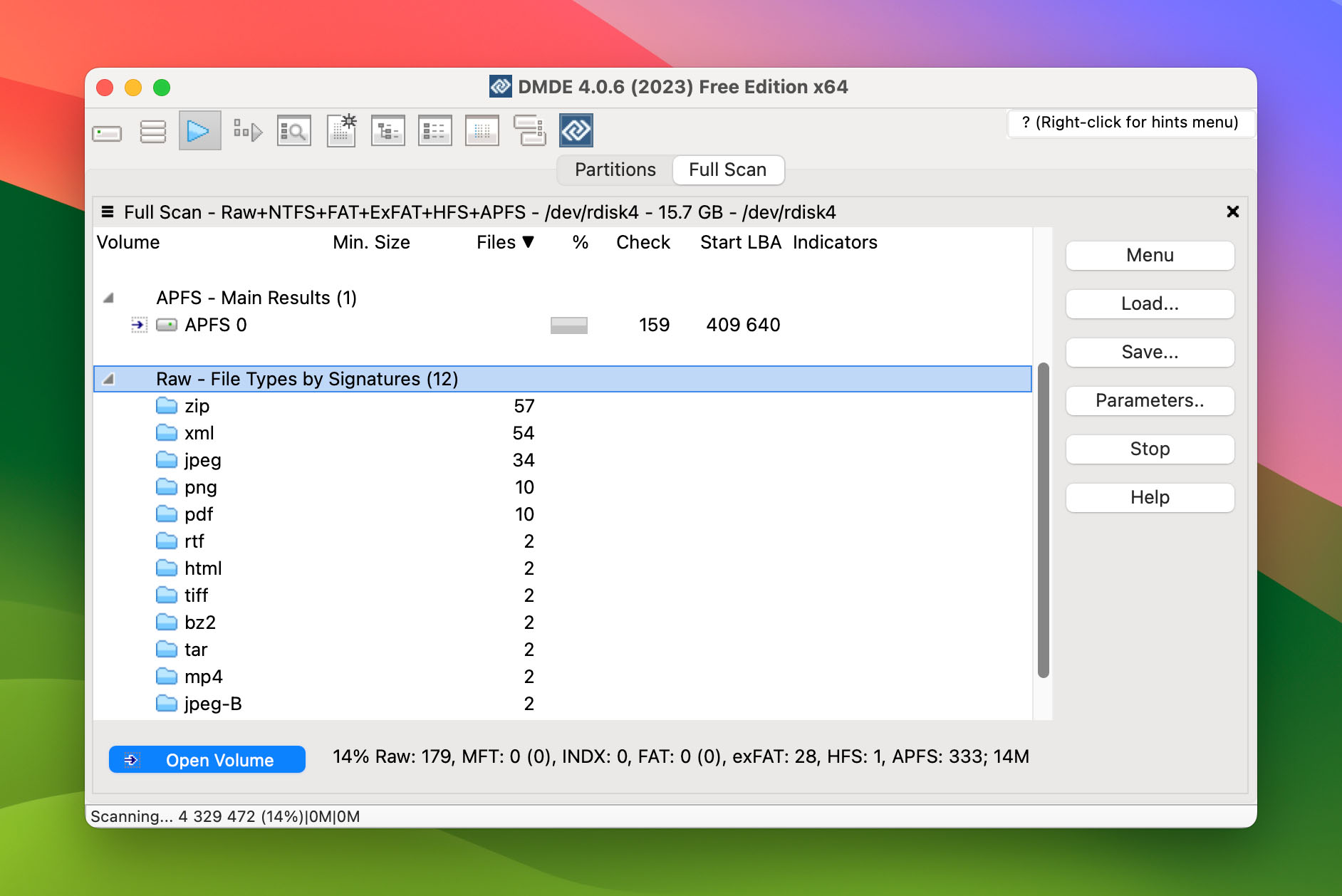 DMDE graphical display suitable for MacOS users when Recuva is not available