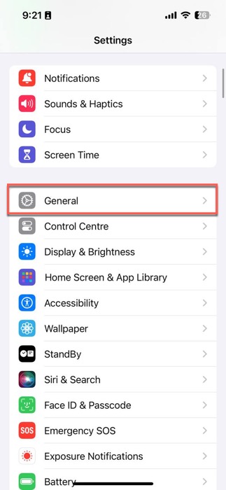 ios general settings