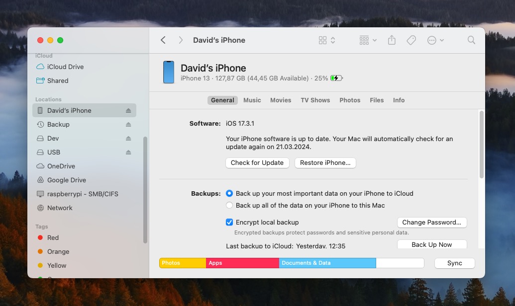 iphone storage on mac