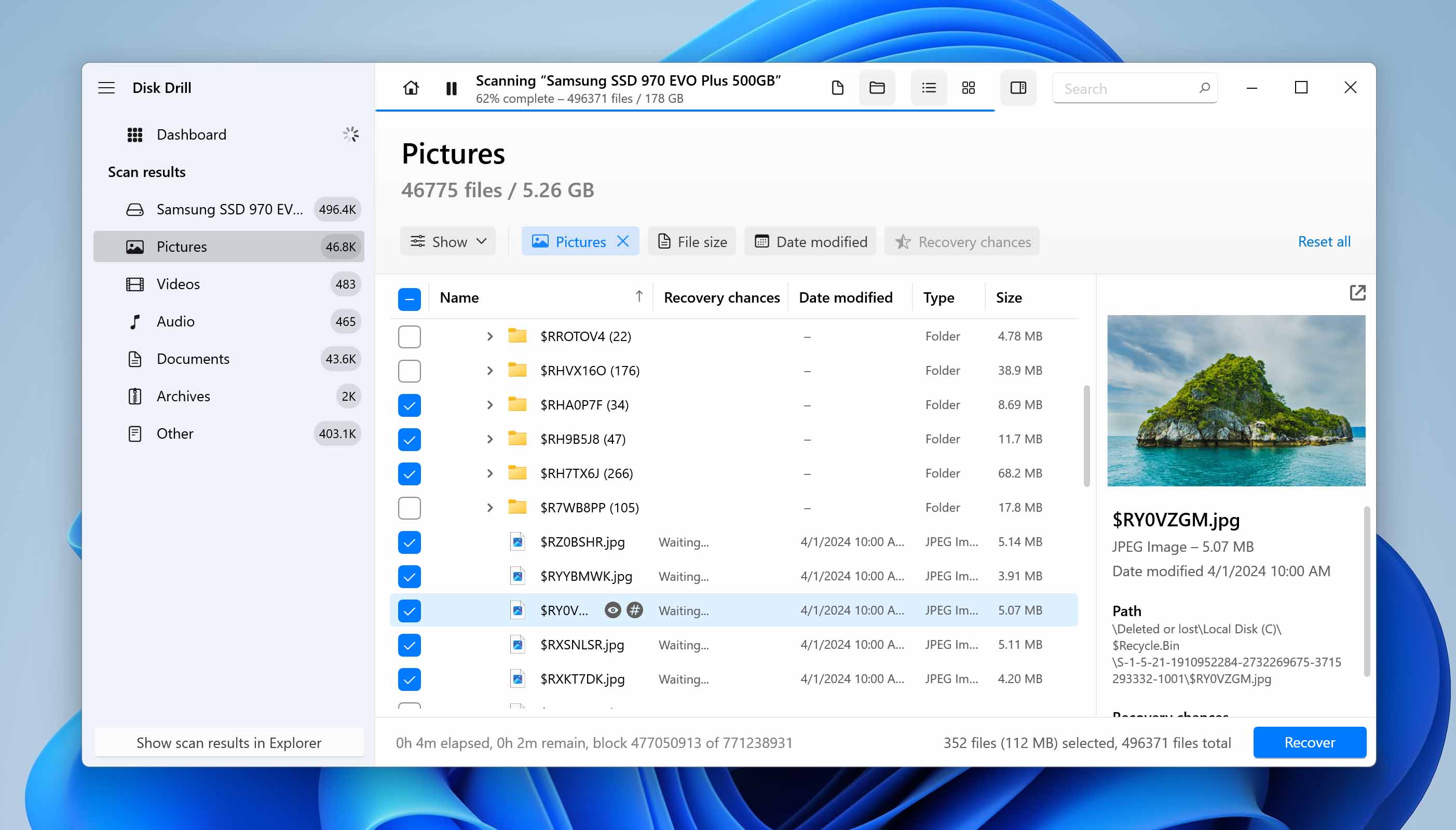 preview found data in results