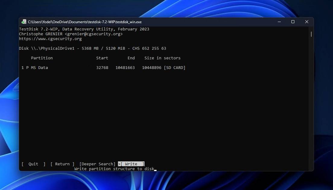 Writing the new partition table.