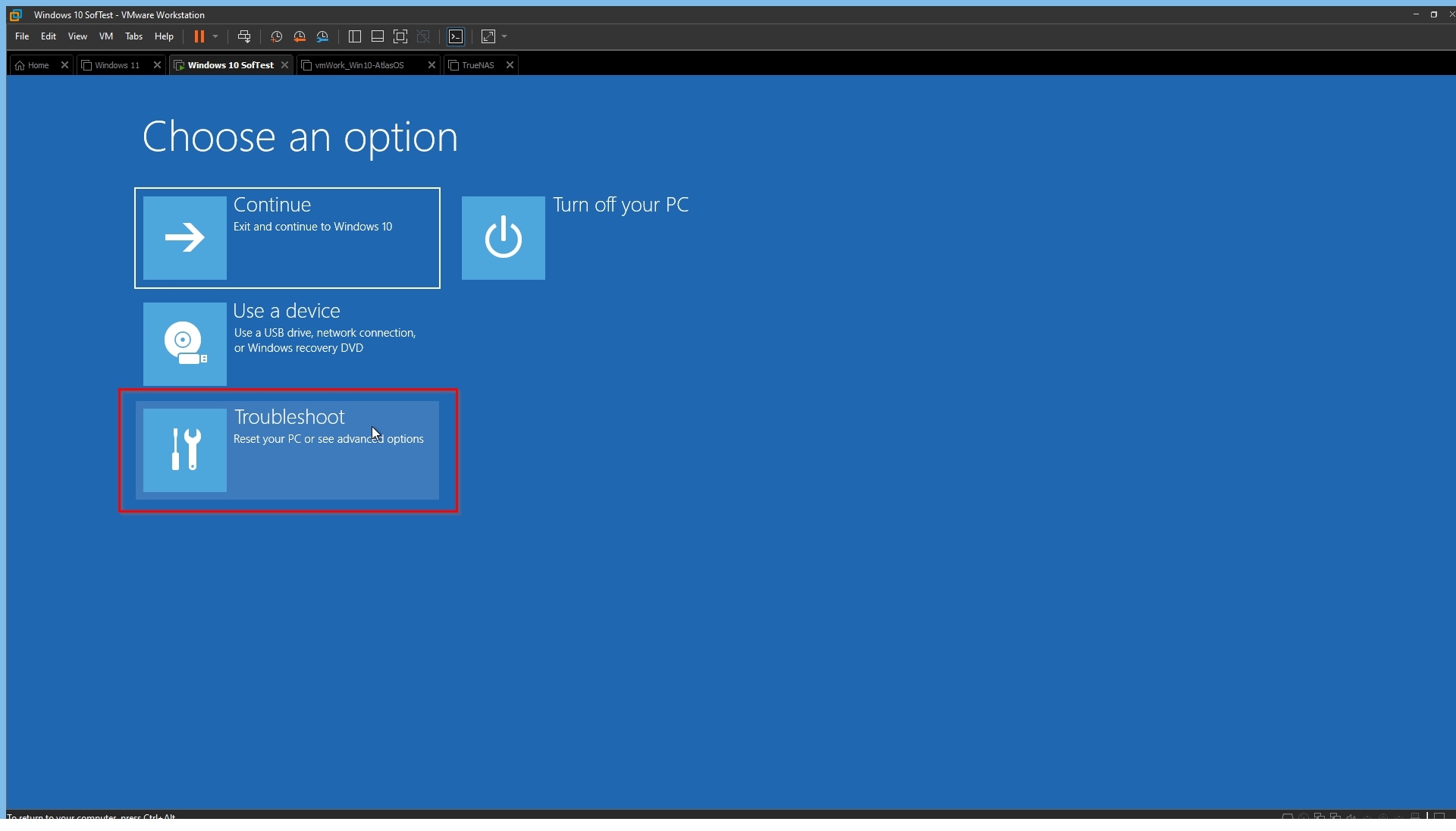 Windows RE Troubleshoot