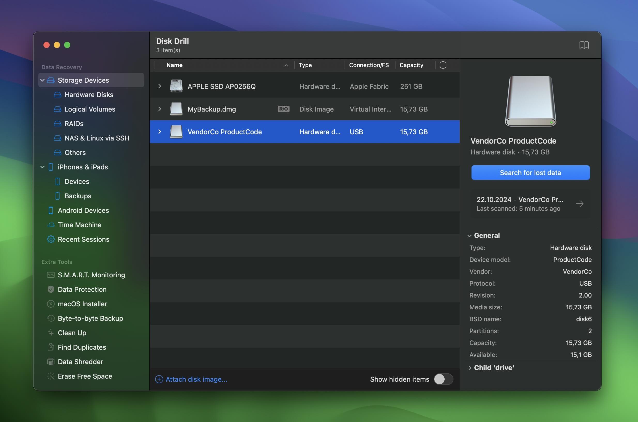 Select the drive you want to scan for deleted files