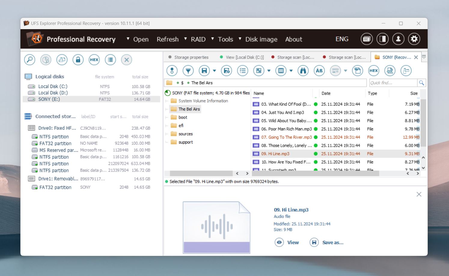 Preview and select the files
