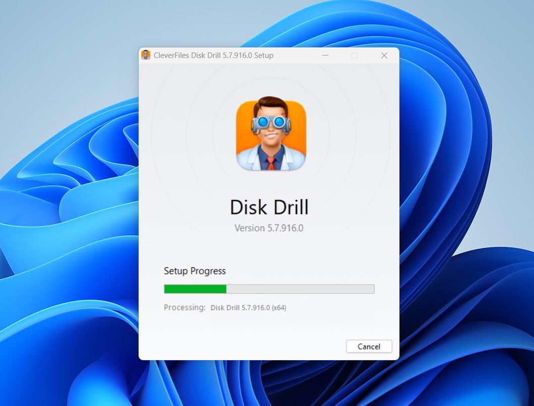 Follow the setup wizard to install Disk Drill