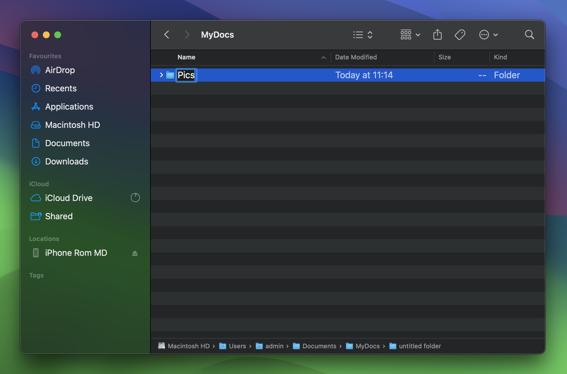 Create a new folder