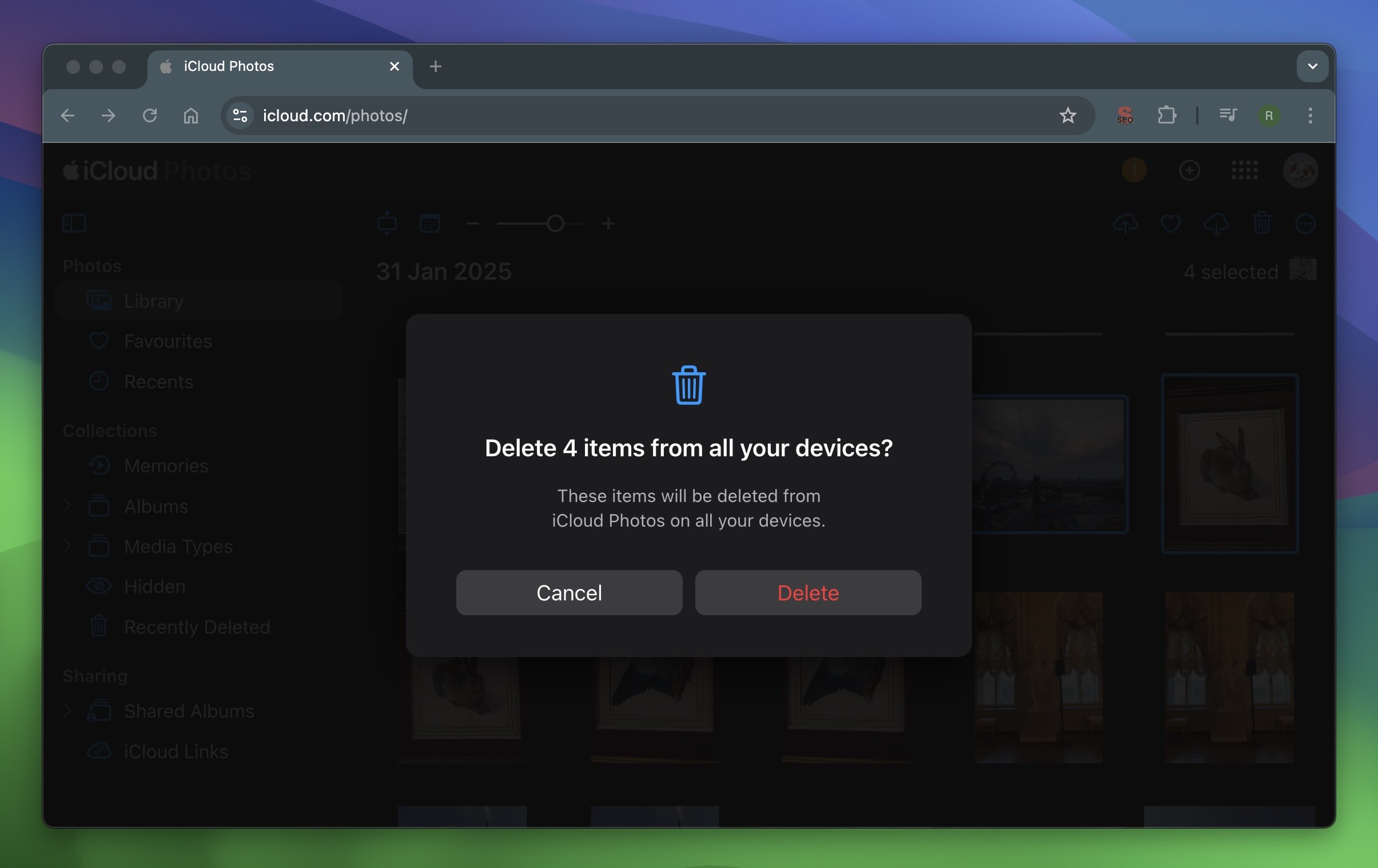 Confirm deletion