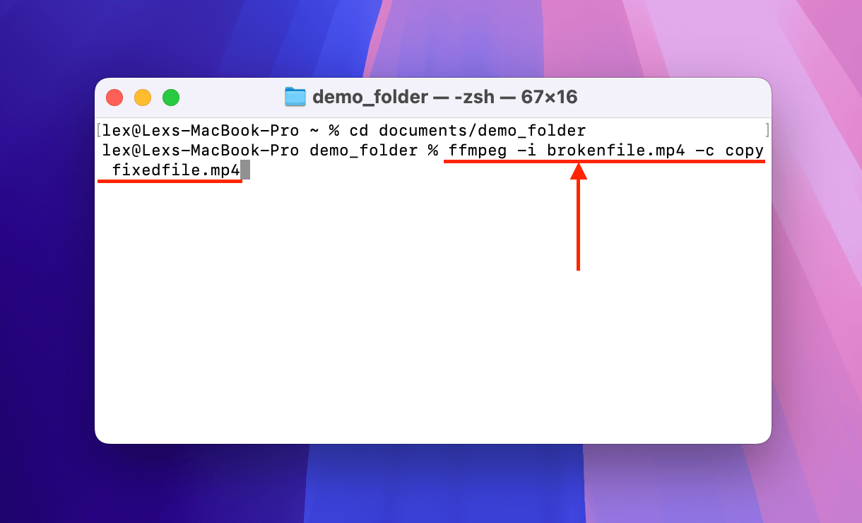 FFmpeg's Copy command in the Terminal app