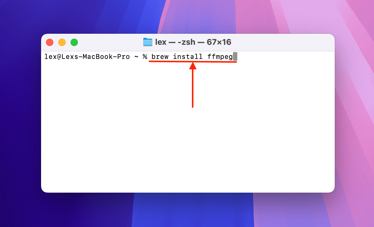 Installing FFmpeg via Homebrew in Terminal