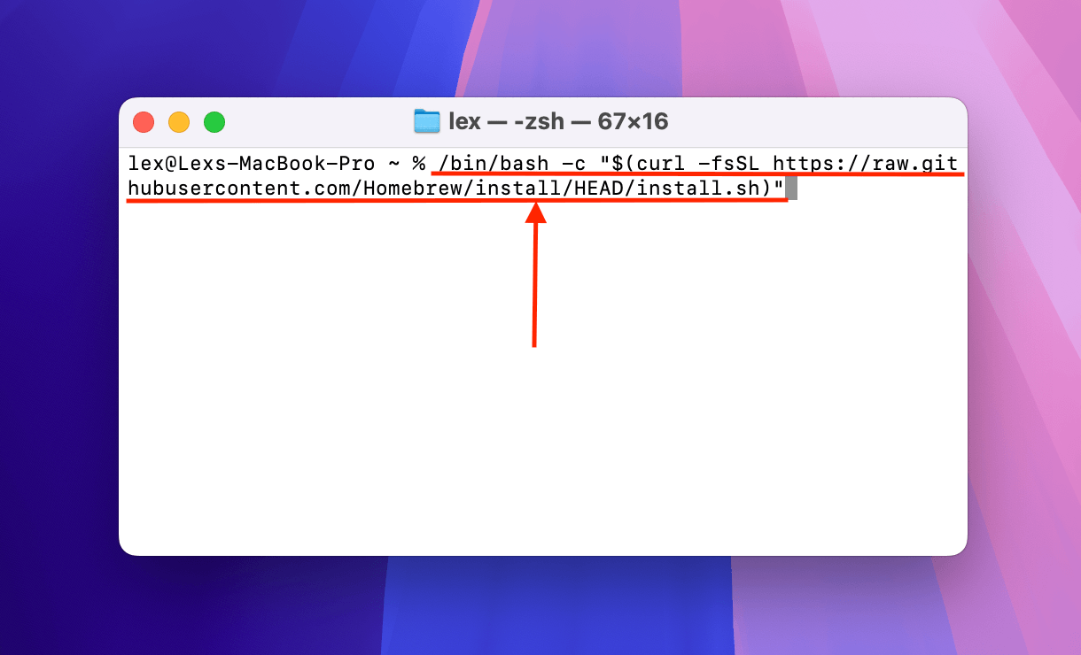 Installing Homebrew via Terminal command