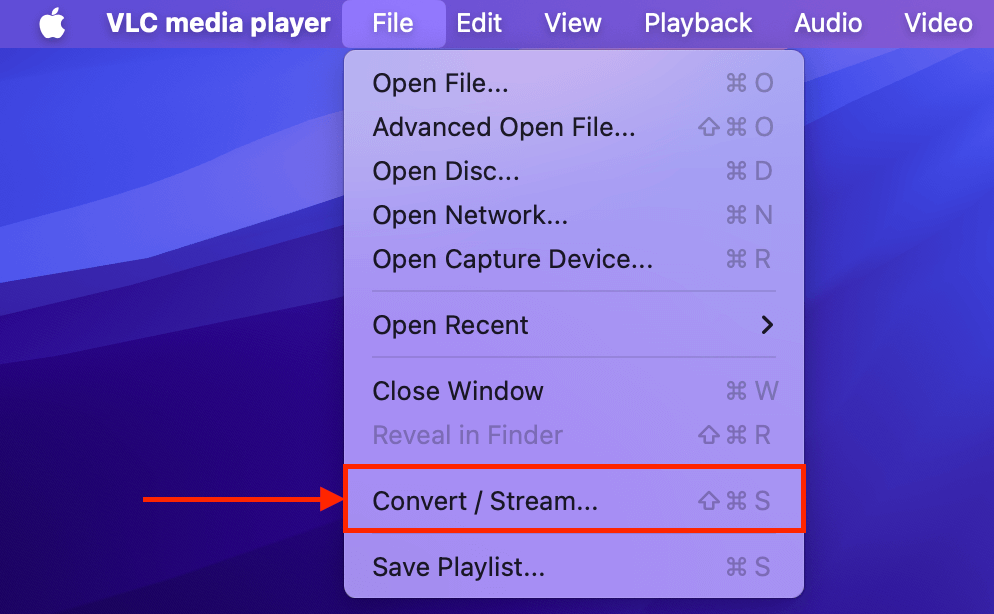 Convert/Stream button in VLC Media Player's File menu