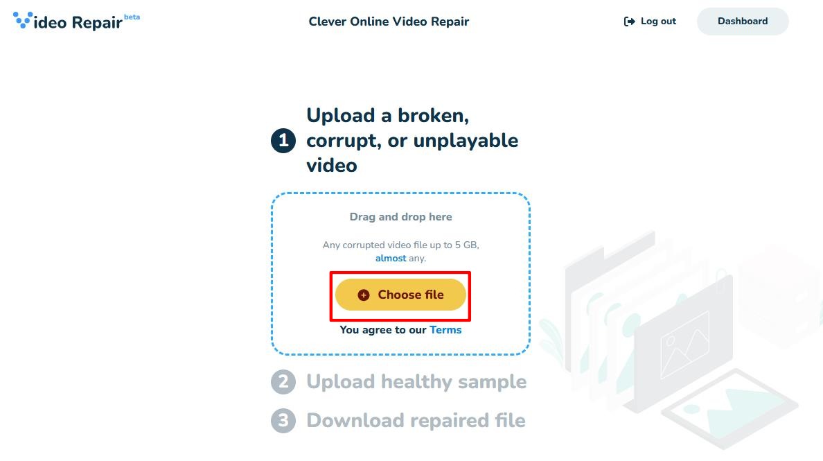 Upload broken video screen with Choose File button