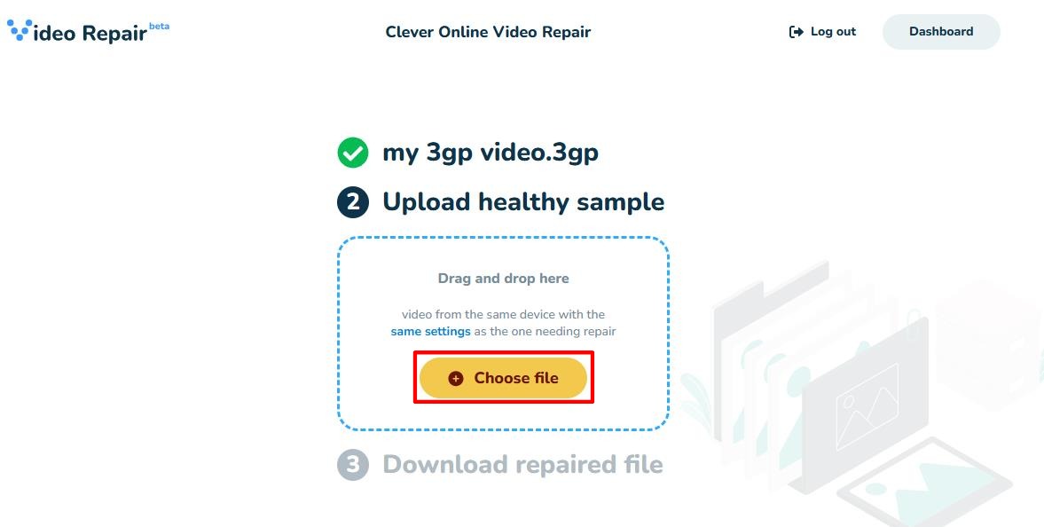 Upload healthy sample screen with Choose File button