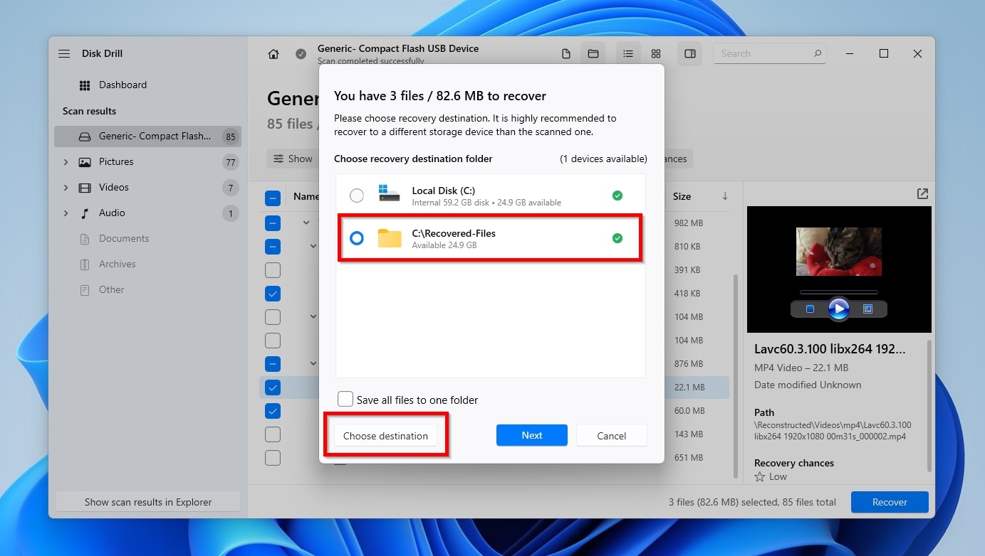 Disk Drill Choose Destination Folder