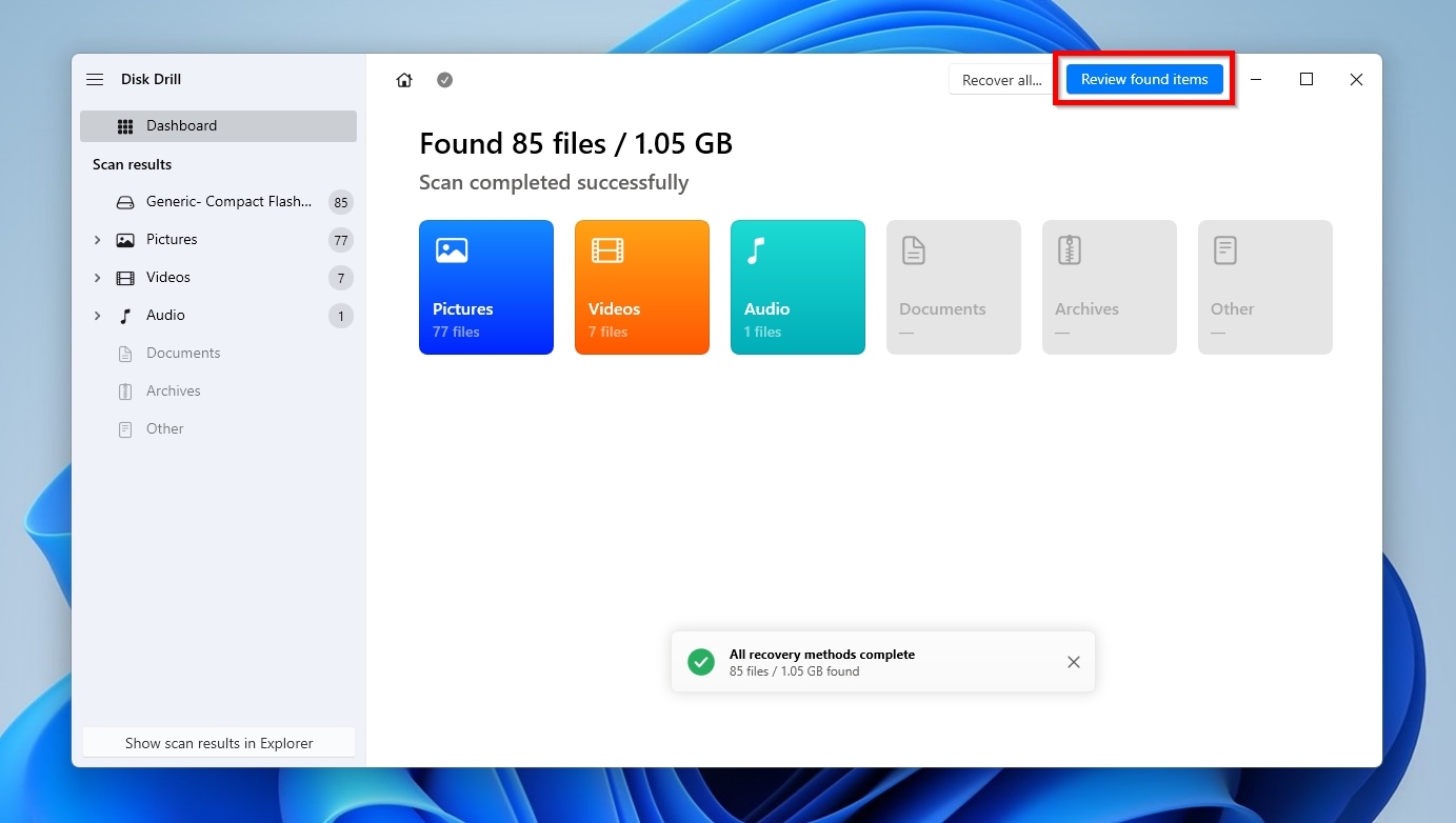 Disk Drill Scan Complete Review Found Items
