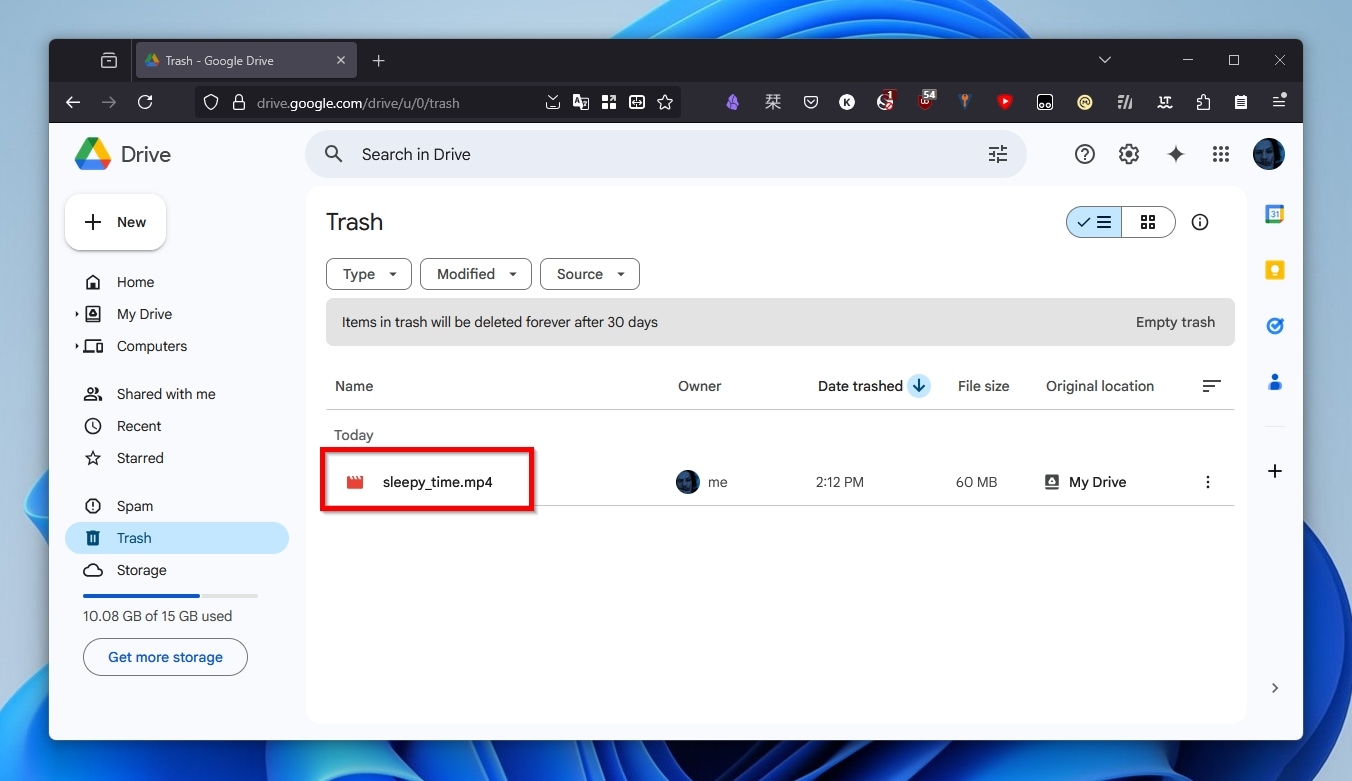 Google Drive Deleted File In Trash