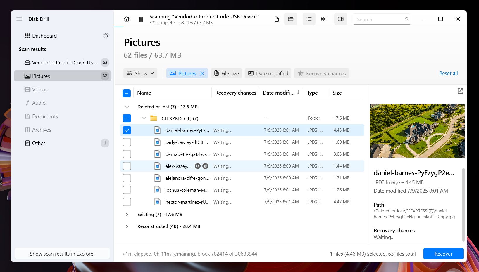 Disk Drill can preview files